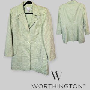 Worthington Lime Green Fully  Lined  Blazer Peacoat Jacket Womens  14